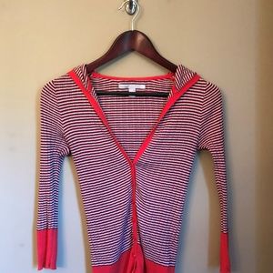 Striped Ribbed Hoodie Cardigan